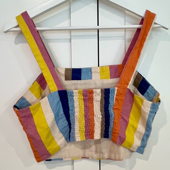 COPY - 4 for $20 🦋 Gilli Women’s Large Striped Linen Crop Top Tank - Picture 5 of 8